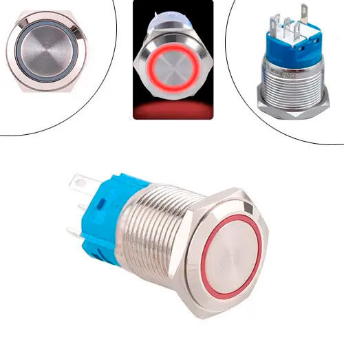 Кнопка комутаційна 22мм повертаюча 9-24В 5pin LED червоний 22K-P11D Київ - фото 1