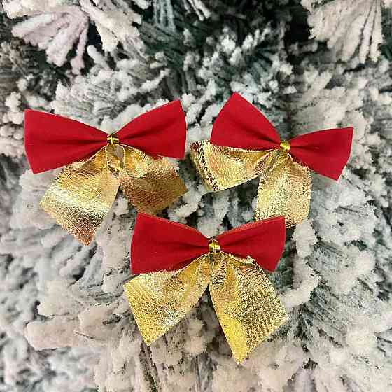 Банти для ялинки 12 штук 50 на 55 мм червоно-золотистий Київ