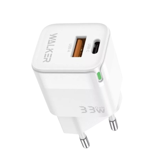 Зарядний пристрій мережевий USB/Type-C QC+PD 33W білий WALKER WH-43 Житомир