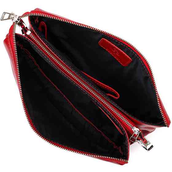 Яскравий жіночий клатч із натуральної шкіри Червоний (GRANDE PELLE) Київ