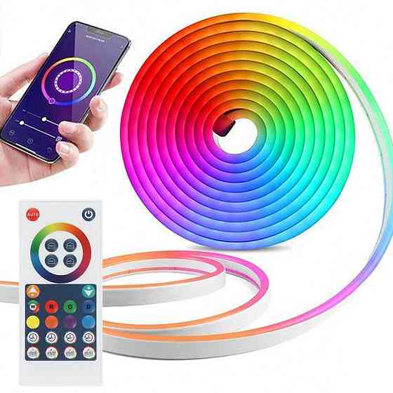 Розумна неонова стрічка RGB від USB, 5м, з Bluetooth + Пульт, SFK-11 / Гнучкий неон / Гнучка світлодіодна стрічка Київ