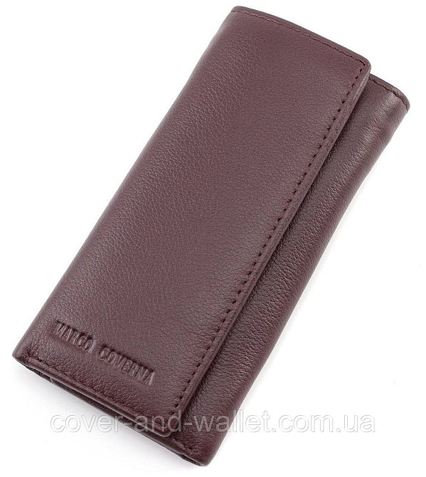 Пудровая кожаная женская ключница кошелек с карабинами Marco Coverna Киев - изображение 7