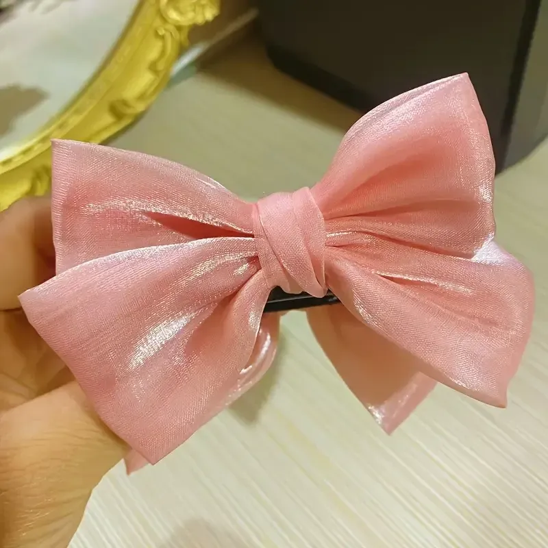 Розовый крабик-зажим для волос с бантом – нежный аксессуар для девочек Киев - изображение 4