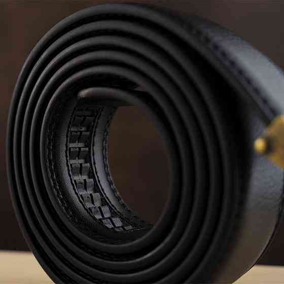 Ремень мужской c латунной прямоугольной пряжкой Черный (Vintage) Киев