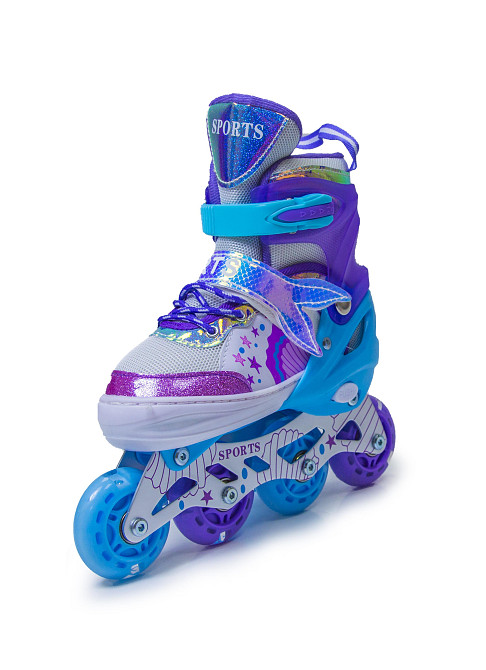Дитячі розсувні ролики Русалочка Scale Sports фіолетові розмір 29-33. Усі колеса світяться Одеса - фото 11