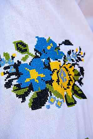 Вышиванка женская, льняная, белая, с длинным рукавом топ Киев