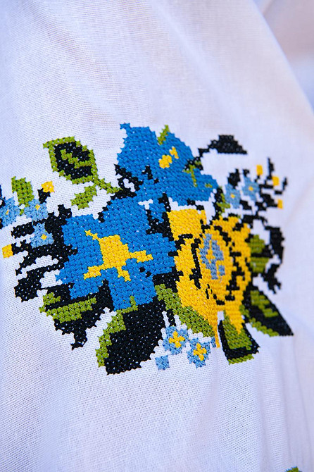 Вышиванка женская, льняная, белая, с длинным рукавом топ Киев - изображение 4