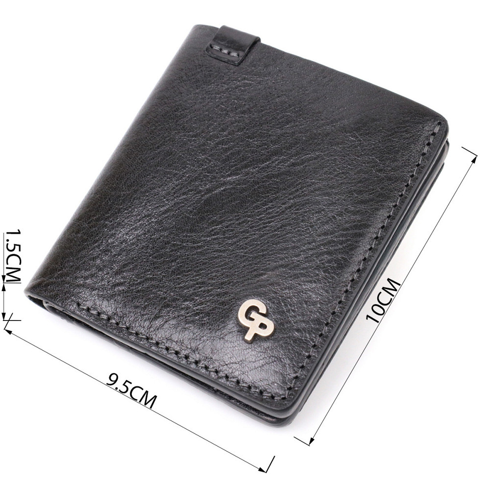 Стильне портмоне з накладною монетницею з натуральної шкіри Чорний (GRANDE PELLE) Київ - фото 7