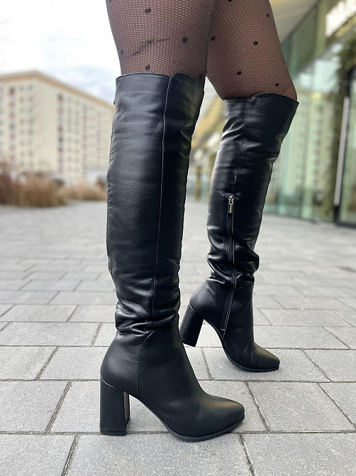 Nivelle Ботфорти жіночі чорні, натуральна шкіра, зимові, наповнювач євро-вовна, на підборах р. Коломия - фото 9