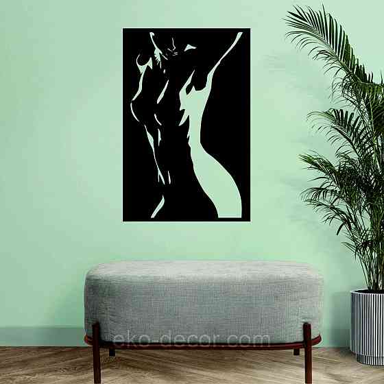 Декоративное настенное Панно «Силуэт женщины», Декор на стену 90*59 см, Черный Киев