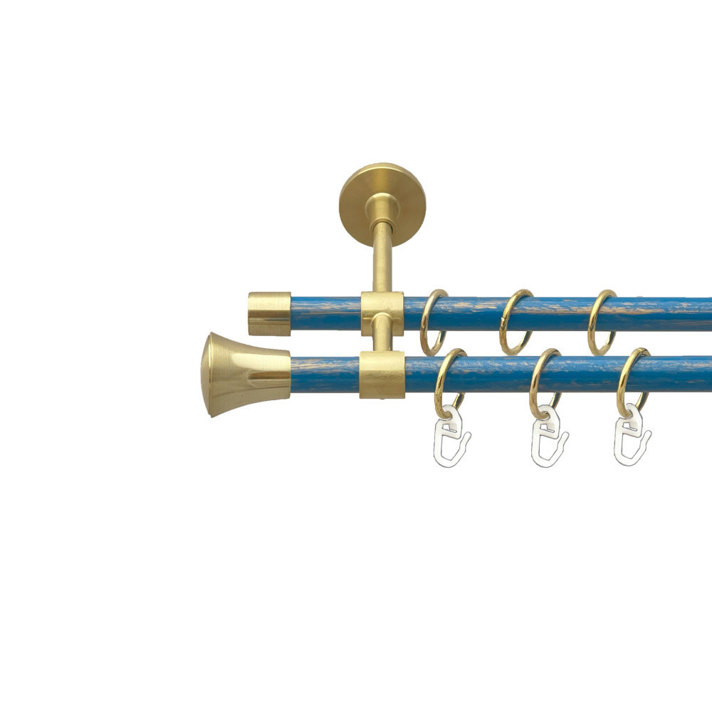Карниз Orvit Принц металевий дворядний закритий гладка труба кільце металеве Золото Матове - Блакить 16\16 мм Львов - изображение 1