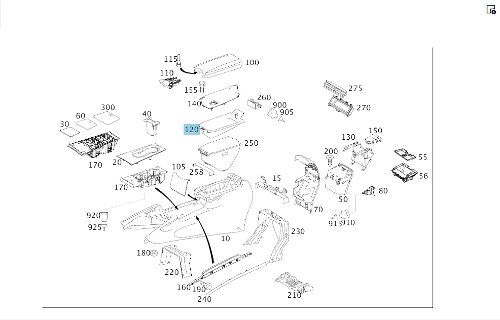 Mercedes-Benz  A1646801252 Речове відділення у підлокітнику верхнє ML W164 GL X164 Одеса - фото 2
