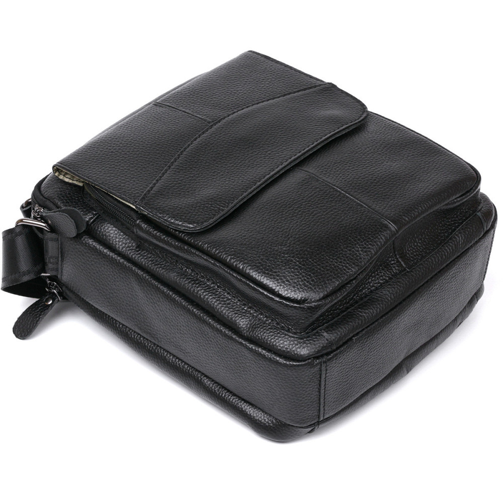 Містка шкіряна чоловіча сумка Vintage 20683 Чорний Київ - фото 3