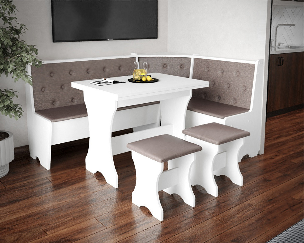 Табуретка с мягким сиденьем, табурет на кухню 35х35х44 см Ткань Бонус новая (светло коричневый) / ДСП Белый Львов - изображение 2