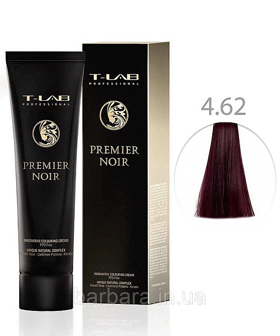 Крем-фарба для волосся T-LAB Professional Premier Noir Colouring Cream 4.62 шатен червоний перламутровий Київ - фото 1