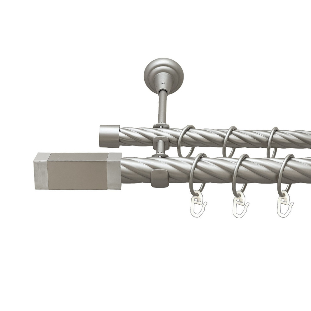 Карниз Orvit Квадро металевий дворядний відкритий скручена труба кільце металеве Сатин 25\19 мм 160 см Львов - изображение 1