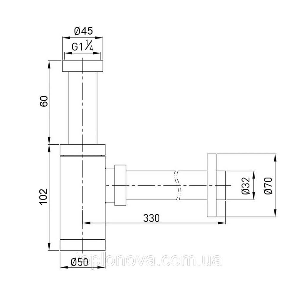 Сифон для раковин циліндричний Globus Lux GS-32-105-00 Чернівці - фото 8