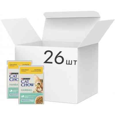 Влажный корм для кошек Purina Cat Chow Hairball с курицей и зеленой фасолью в желе 85г (7613037031393) Винница