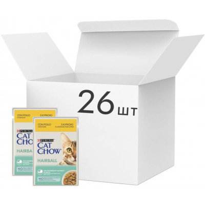 Влажный корм для кошек Purina Cat Chow Hairball с курицей и зеленой фасолью в желе 85г (7613037031393) Винница - изображение 4