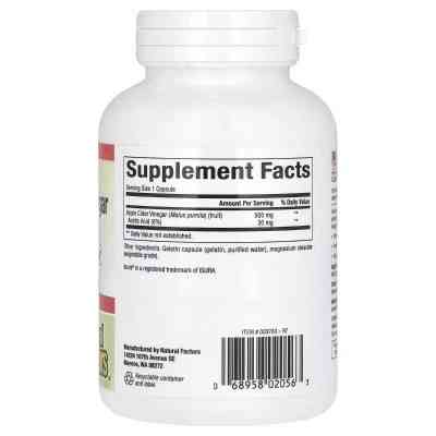 Трави Natural Factors Яблучний оцет Ферментований, 500 мг Fermented Apple Cider Vinega (NFS-02056) Вінниця