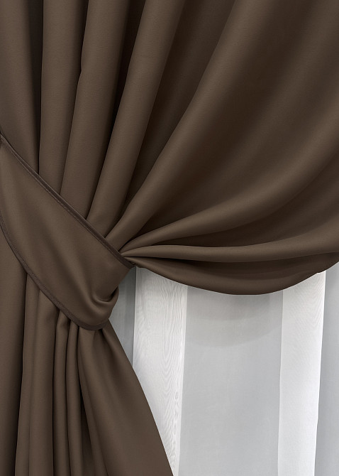 Комплект готовых штор VR-Textil Bagema Rvs № 1238ш Шоколадный 100х270 см 2 шт (31-524) Киев - изображение 5