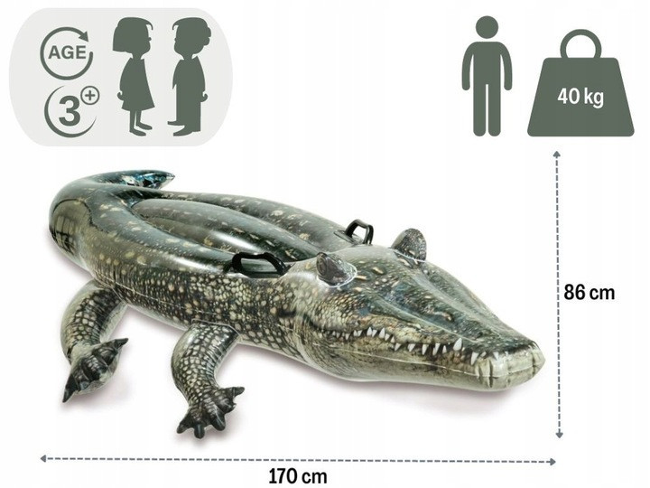 Плот надувной для плавания INTEX 57551 Аллигатор, 170 x 86 см Киев - изображение 5