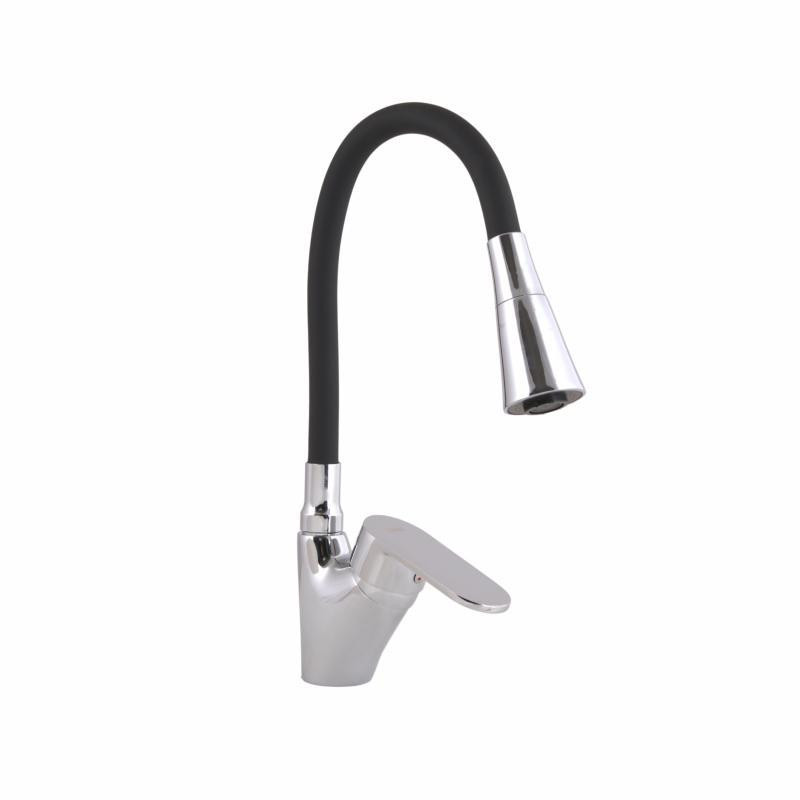 Смеситель для кухни Lidz Tani 007F3 с гибким изливом (k40) LDTAN007F3BCR37649 хром/черный Киев - изображение 1