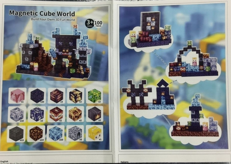 Конструктор магнитный майнкрафт 100 блоков, Minecraft. Харьков - изображение 1