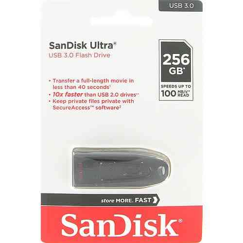 Флеш-накопичувач SanDisk USB 3.0 Ultra 256Gb (130Mb/s) Black Киев