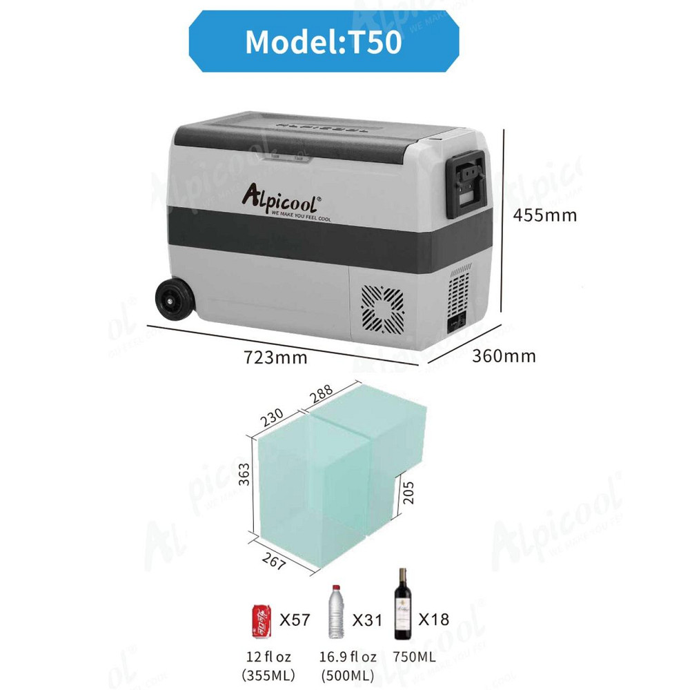 Компрессорный автохолодильник Alpicool T50 (LG) (двухкамерный, 50 литров). До -20 ℃. Питание 12, 24, 220 Вольт Черкассы - изображение 15