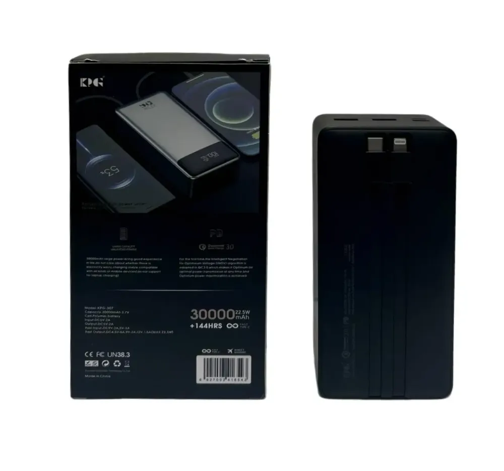 Павербанк KP KPG-307 30000mAh 22.5Вт з швидкою зарядкою QC 3.0, індикатором заряду та системою багатозахисту Одеса - фото 15