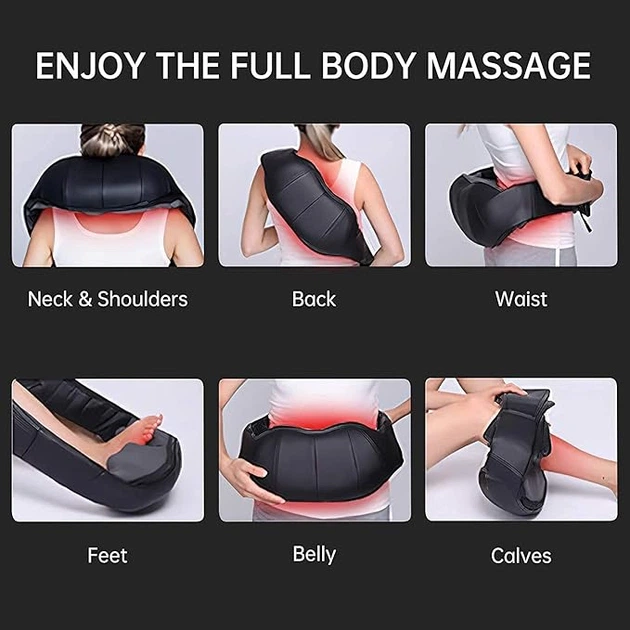 Массажер для спины и шеи AERLANG Shiatsu глубокий разминающий массаж шеи и плеч с подогревом, электрическая массажная подушка Киев - изображение 8
