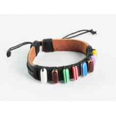 Кожаный браслет с яркими камнями Киев