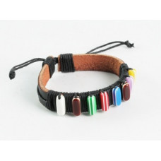 Шкіряний браслет з яскравим камінням Київ - фото 2