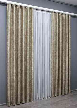 Комплект готовых штор VR-Textil Блэкаут-софт Жаклин № 671ш(Б) Бежевый с карамельным 100х270 см 2шт (31-366) Киев