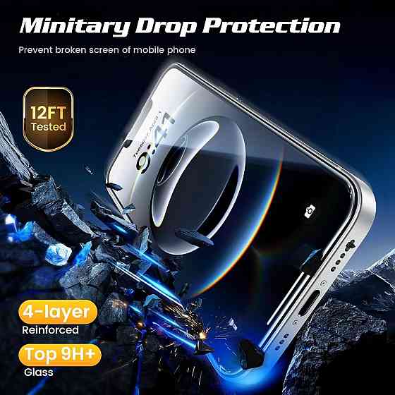 Захисне скло для iPhone 16e/14/13 6.1 прозоре 9H+ загартоване ударостійке олеофобне повноекранне з рамкою і установкою Київ