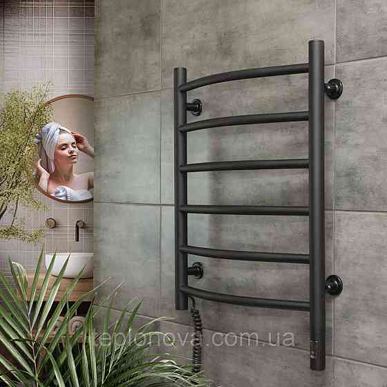 Полотенцесушитель Камелия 480х600 Sensor левый с таймером, чёрный муар Черновцы