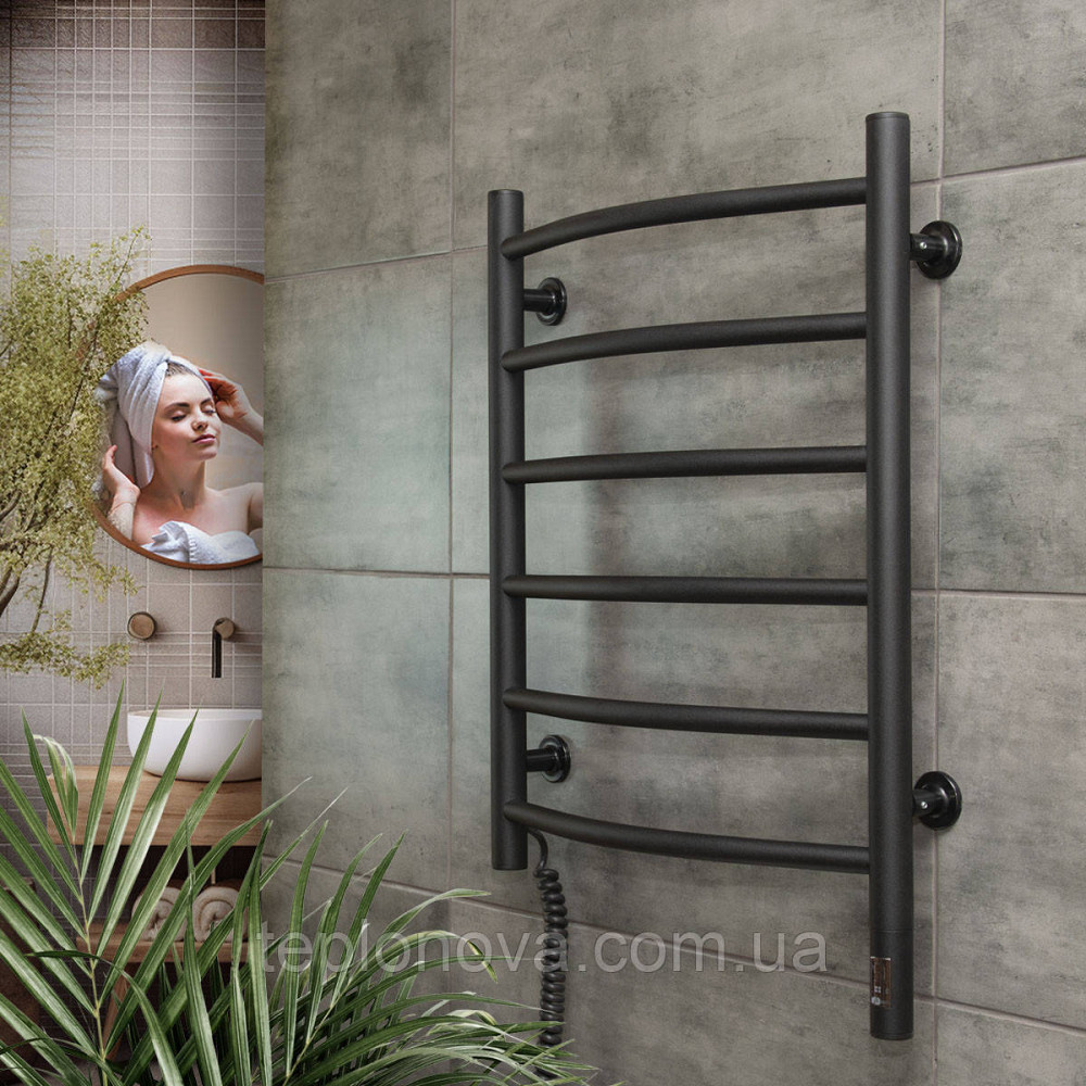 Полотенцесушитель Камелия 480х600 Sensor левый с таймером, чёрный муар Черновцы - изображение 2