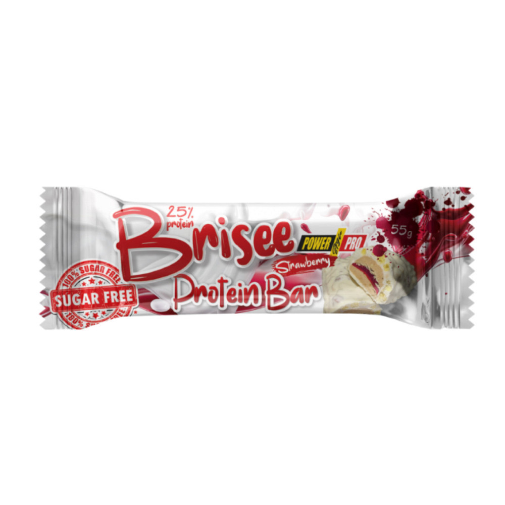 Протеиновый батончик со вкусом клубники Brisee 25% 20шт 55g Strawberry Киев - изображение 1