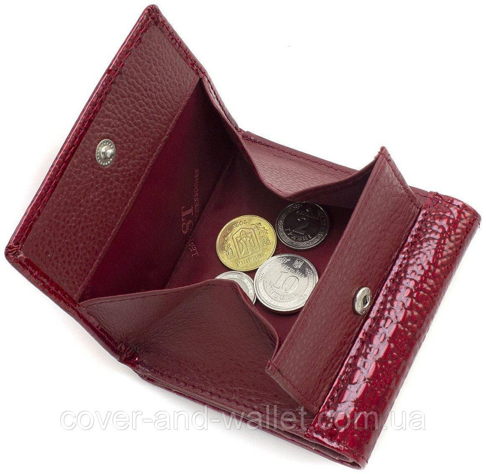 Червоний лаковий жіночий гаманець маленького розміру з монетницею ST AE 219 Київ - фото 3