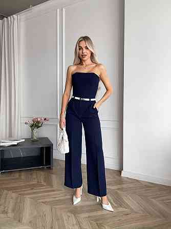 Жіночий класичний брючний костюм-двійка: корсет і штани костюмка Темно-синій, 42/44 Одеса