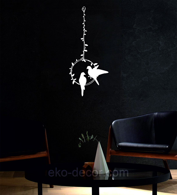 Декоративное настенное Панно «Две птички», Декор на стену 90*39 см, Белый Киев - изображение 2