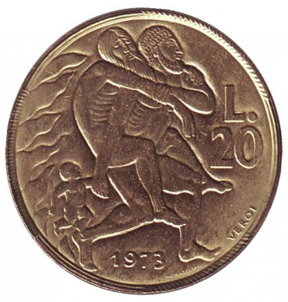 Порятунок. Монета 20 лір. 1973 рік, Сан-Марино.UNC Полтава - фото 1