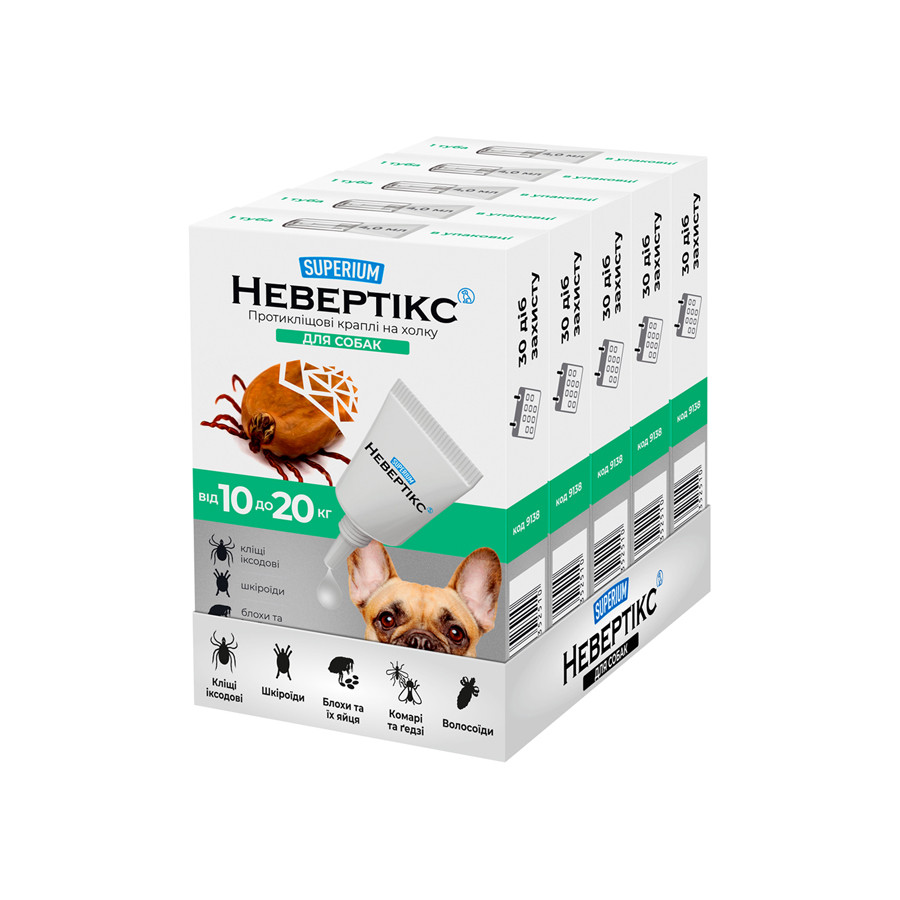 СУПЕРІУМ Невертікс, протикліщові краплі на холку для собак, 10-20 кг Коломыя - изображение 2