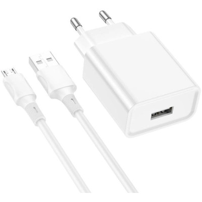Зарядное устройство BOROFONE BA74A Aspirer USB + cable USB to Micro 5P White (6974443388664) Винница - изображение 1