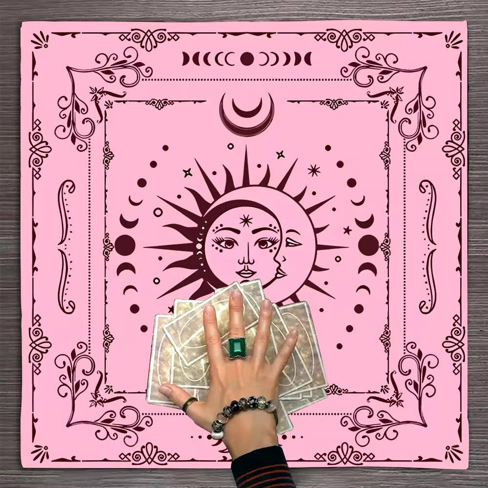 Алтарная скатерть для карт Таро и Рун. Скатерть для гадания 50*50 см. Розовое солнце Киев - изображение 1