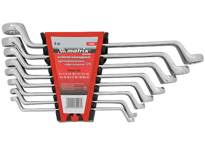 Набір ключів накидних 6шт. (6-17мм), CrV, Elliptical, зерк. хромування MATRIX Master Полтава - фото 1