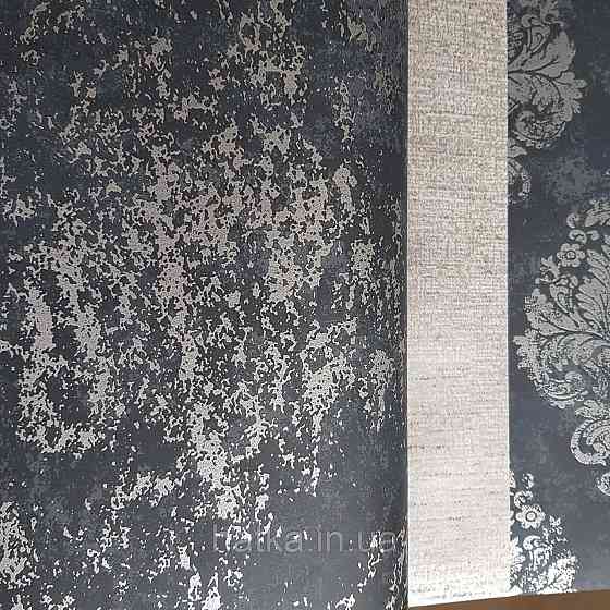 Шпалери флізелінові еко Galerie Metallic FX 0,53Х10 англійські лофт під штукатурку під бетон сріблом на чорному Київ