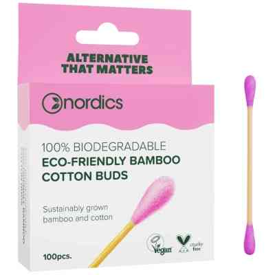 Ватные палочки Nordics Бамбуковые Розовые 100 шт. (3800500324425) Винница