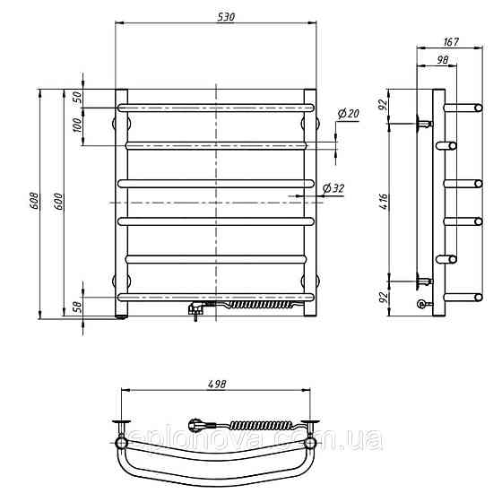Сушарка для рушників Омега 530х600 права Чернівці